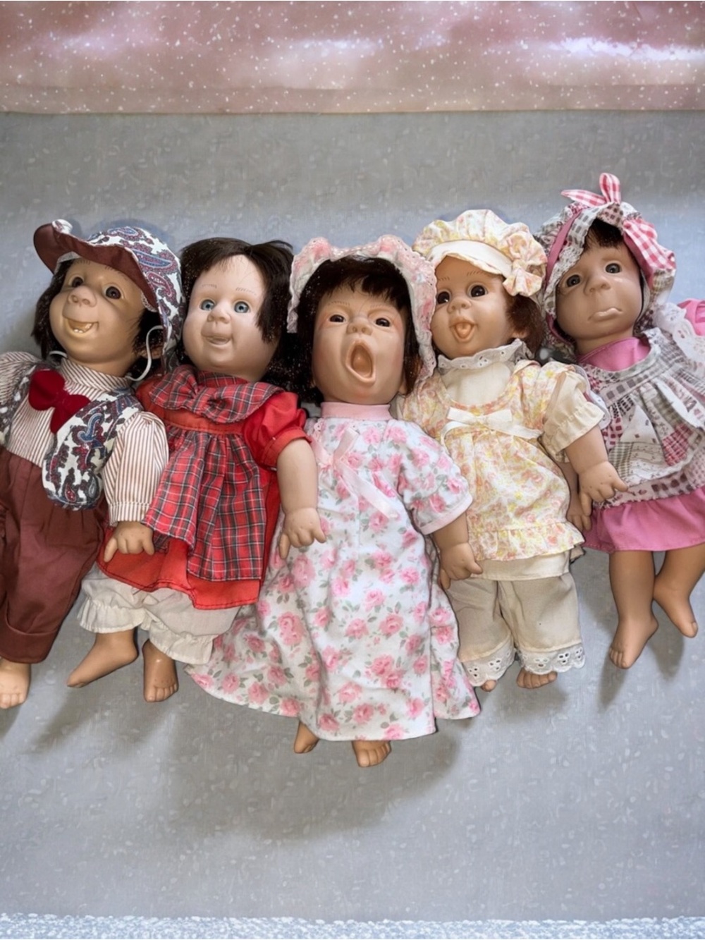 Set of 5 Vintage Gi-Go Expressions Dolls